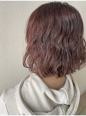 ピンクベージュ/ミディアムボブ