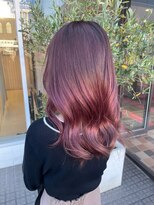 アースコアフュールボーテ 新潟中野山店 (EARTH coiffure beaute) ピンクカラーダブルカラーくびれミディ