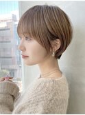 大人ショートボブ丸みショートカットマッシュショート前髪あり