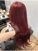 〇チェリーレッド ブリーチなし 赤髪