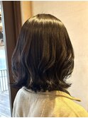 くびれカット/切りっぱなしボブ/暗髪/トリートメント
