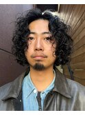 メンズボブくるくるパーマ