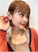 デザインカラーショコラベージュベビーバングコンパクトミニボブ