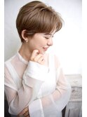 刈り上げ女子/ハンサムショート/ミルクティーベージュ髪質改善