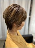 30代40代50代大人可愛いボブウルフナチュラルウルフ白髪ぼかし