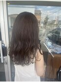大人可愛い毛先ゆるふわラフウェーブ暗髪ブラウンカラー