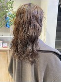モテ髪ダークアッシュこなれミディデジタルパーマ大人美人