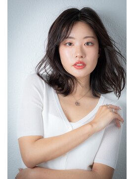 カバーヘア イヴ 戸頭店(COVER HAIR EVE) 伸ばしかけ小顔くびレイヤーカット黒髪ミディアムy戸頭20代30代