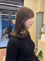 スニュウ(snuw)&nbsp;切りっぱなしボブ小顔カットグレージュミルクティ