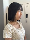 切りっぱなしボブ　黒髪スタイル　縮毛矯正　髪質改善　