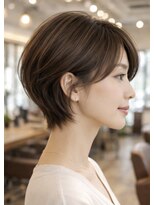 リアン アオヤマ(Liun Aoyama) 大人丸みショート/アッシュベージュ/30代/40代/50代