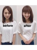内巻きふんわりミディアムヘアスタイル