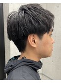 アップバング/メンズツーブロックマッシュ/束感ショート波巻き
