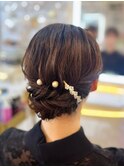 結婚式 二次会 お呼ばれ ルーズアップスタイル×パールピン
