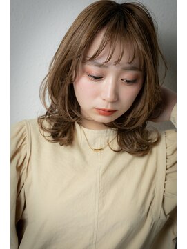 モッズヘア 越谷(mod's hair) カーキベージュレイヤーカットくびれセミディw越谷20代30代40代