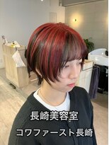 コワファーストナガサキシャンプーボーイ(COIFF1RST NAGASAKI SHAMPOO BOY)&nbsp;長崎 ショートウルフ デザインカラー