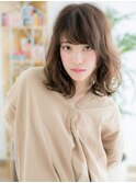 仙台/髪質改善/斜めバング!ニュアンスカラーウェーブミディアムb