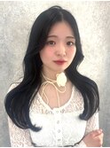 韓国風くびれヘア 顔周りカット 小顔カット 黒髪 髪質改善 20代