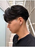 テーパーフェードセンターパートニュアンスパーマ毛流れ