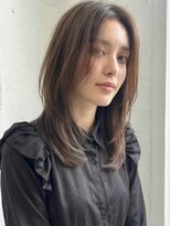 カバーヘア イヴ 戸頭店(COVER HAIR EVE)&nbsp;ミルクグレージュロングウルフカット流しバングブリーチなし30代