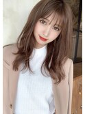 小顔シースルーヘア(毛先パーマことりベージュ黒髪)