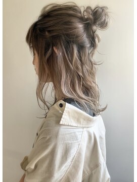 エル セルカ 高田馬場(el CERCA) 外国人風ミルクティーベージュカラー×ハーフアップアレンジ