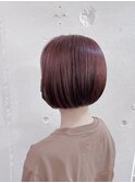 【ミニボブ】ブリーチなしチェリーブラウン♪