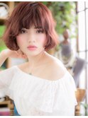 個性的インナーカラーゆるふわ巻き大人ボブc5浦和20代30代40代