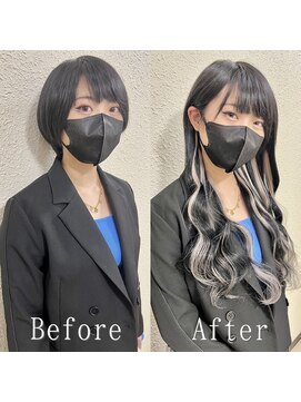 あるじゃんすー 沖縄店 ブラック×ホワイトアッシュ#シールエクステ#韓国#メッシュ#沖縄