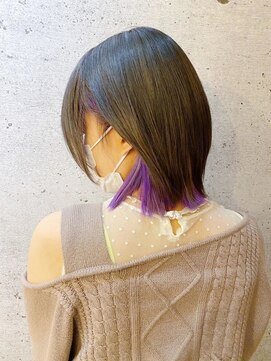 トリエ 川越(torie) インナーカラーパープルブリーチダブルカラー美髪レイヤー