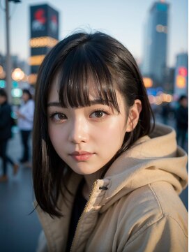 オルク 札幌大通(Orque) レイヤーストレート艶髪ワイドバングベージュカラー20代30代40代