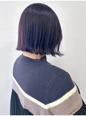 パープルカラー　ブリーチなしカラー　外ハネボブ　寒色系