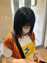 姫カット　ブルーブラック　ネイビーブルー