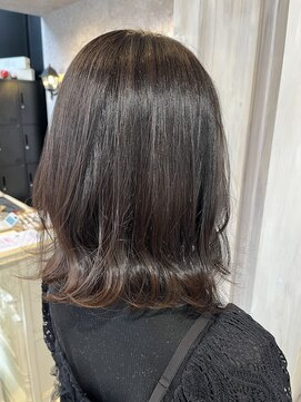 キャアリー(Caary) 福山美容室Caary人気ダークブラウン外ハネミディアム20代30代