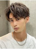 大分スパイラルパーマメンズカットシースルーラウンドマッシュ