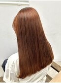 オレンジ春カラー♪♪暖色♪髪質改善トリートメント ストレート