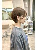 透明感カラー ボブ 前髪 ショート カラー ブリーチ&ダブルカラー