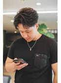 MEN’S/リバースセンターパート/ニュアンスパーマ/河原町