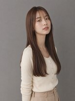 トリニティ(trinity) ツヤ髪縮毛矯正オイルストレートシースルーバングブラウンカラー