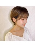 ショート×ハイライト白髪ぼかし×シルキーベージュ[心斎橋]