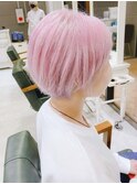 イメチェンマッシュショートカット　ホワイトピンク20代/30代