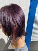 ダークパープル×外はねボブ