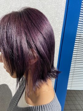 ミーツ バイ カシェート 武蔵藤沢店(meets by cachette) ダークパープル×外はねボブ