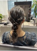 ヘアセットボブハイライトカラー大人ショートカット白髪ぼかし