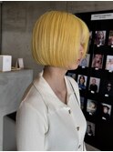 似合わせカットボブカット平行ボブイエローカラー広島
