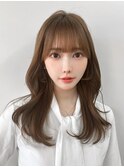 小顔ぱっつん前髪サイドバング顔周りカットミディアムレイヤー