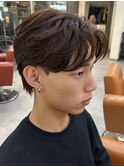 京都センターパートフェザーパーマツイスパメンズパーマウルフ