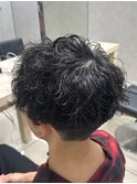 メンズパーマツーブロック刈り上げマッシュ波巻きパーマ