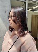 ノンジアミンカラー暖色ブラウンインナーカラーコーラル
