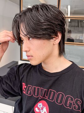 エル 渋谷(L) ブリーチなしカラー/黒髪ショートフェザーパーマ/小顔効果◎